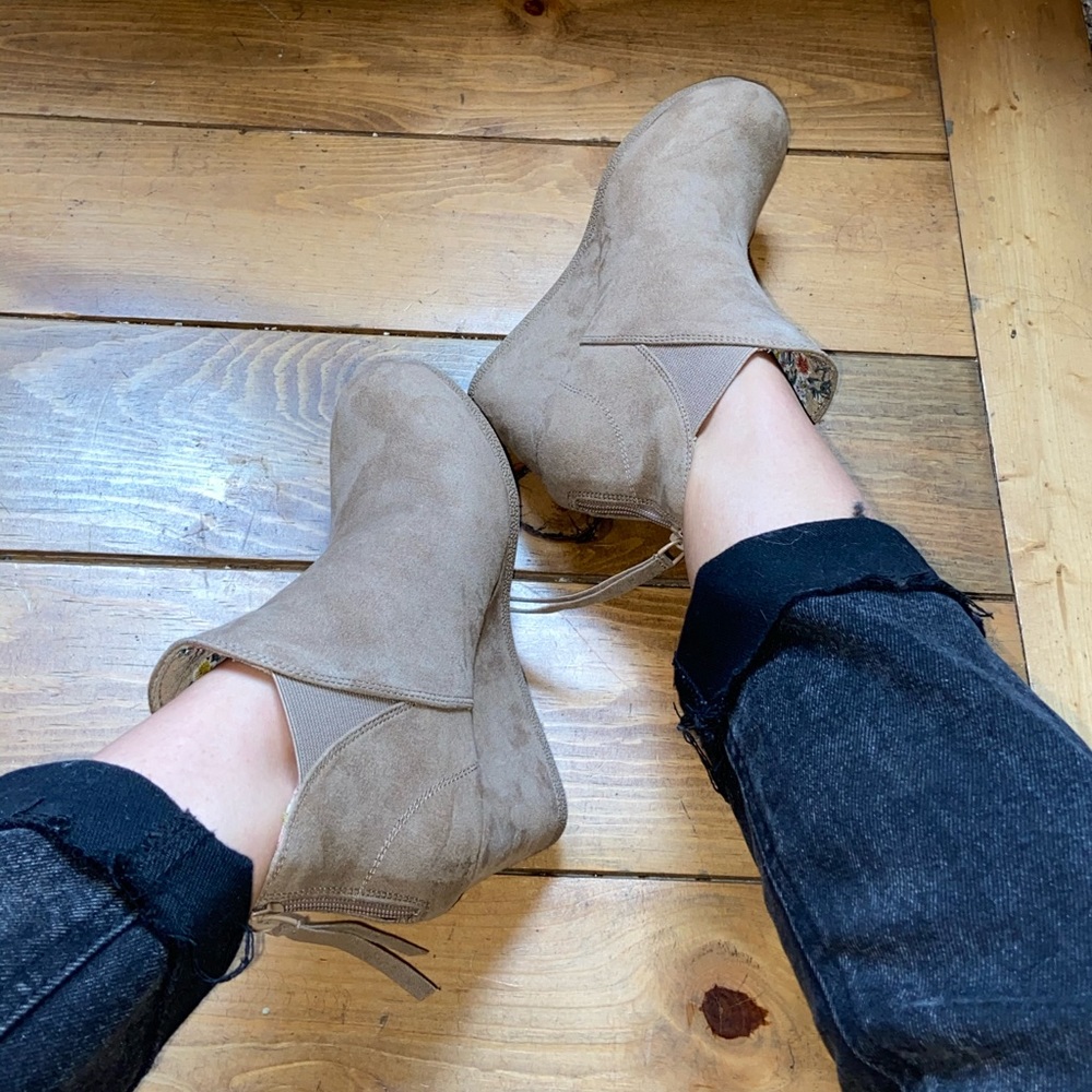 Tan Suede Ankle Booties